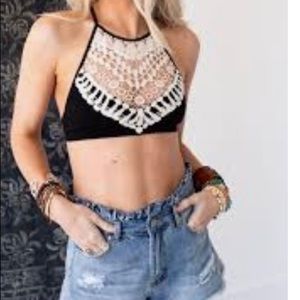 Brand new with tags Three Bird Nest Crochet High Neck Bralette SIZE XS/S